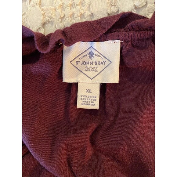 St. John’s Bay Blouse Womens Plus Size XL Burgundy  Top Flowy Casual Boho Shirt - Picture 7 of 9